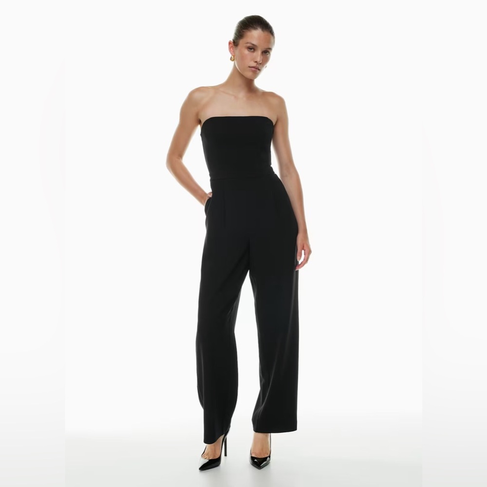 Aritzia Babaton Imagine Black Strapless gabardine Formal Wedding Guest Jumpsuit